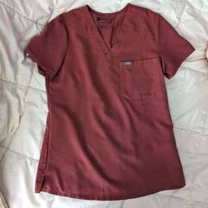 FIGS XS scrub top in mauve